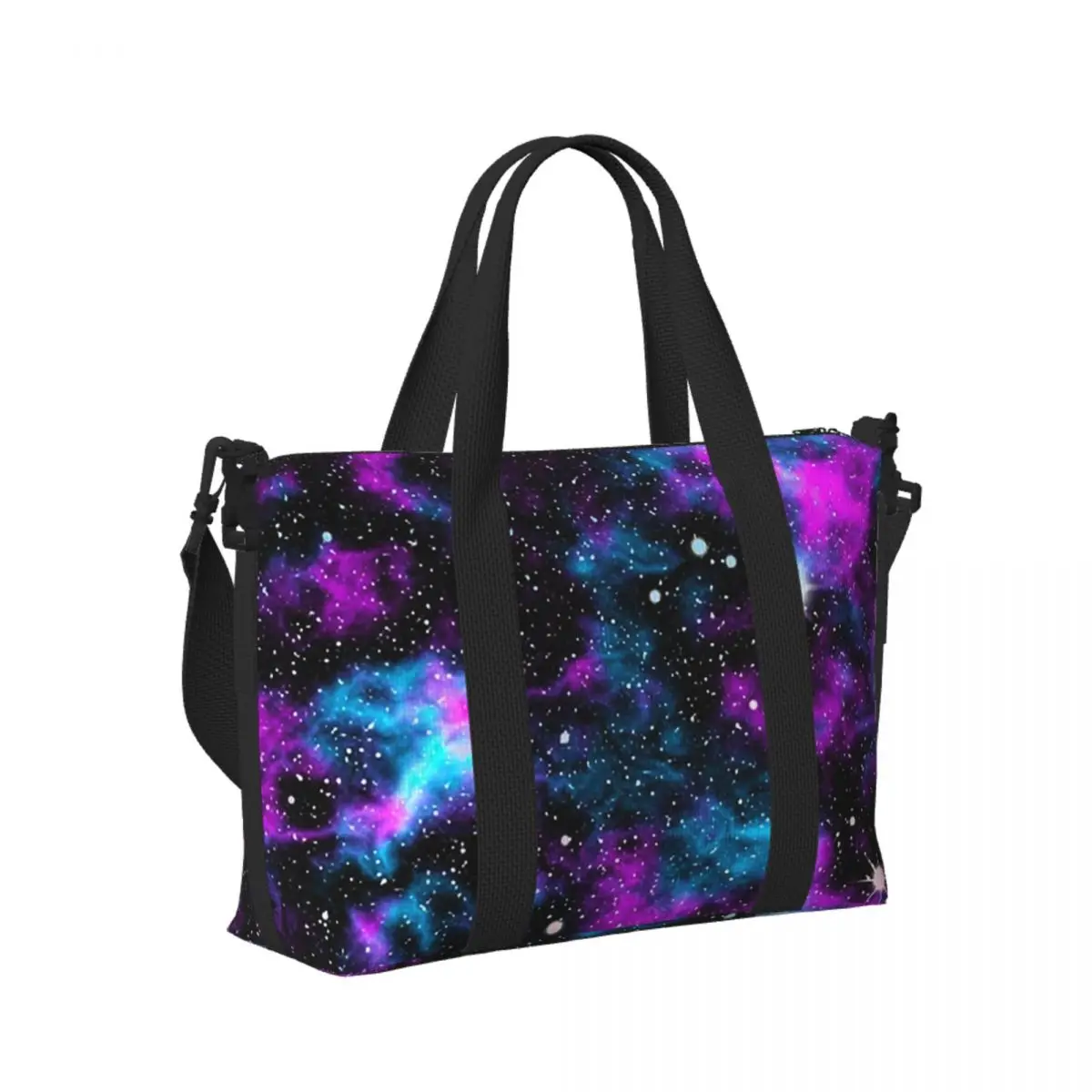 

Изготовленная на заказ фиолетовая и синяя пляжная дорожная сумка Galaxy, большая вместительная сумка-тоут для спортзала, спортивная женская дорожная сумка для покупок