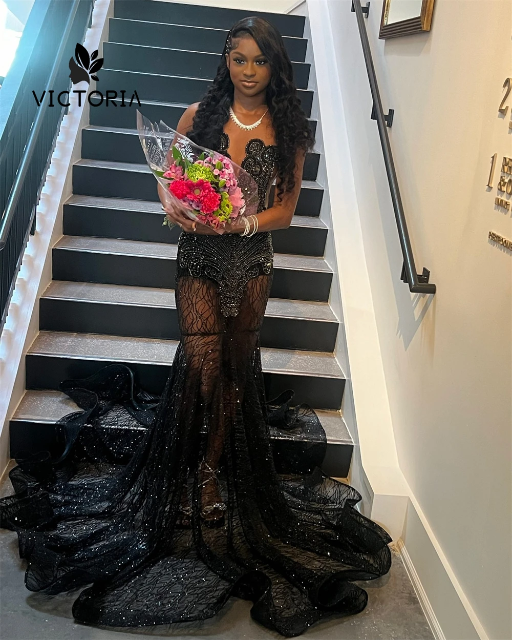 

Impressive Black Luxury Prom Dresses 2025 Beaded Rhinestones Sequin Mermaid Cocktail Evening Party Gowns Black Girls Customized