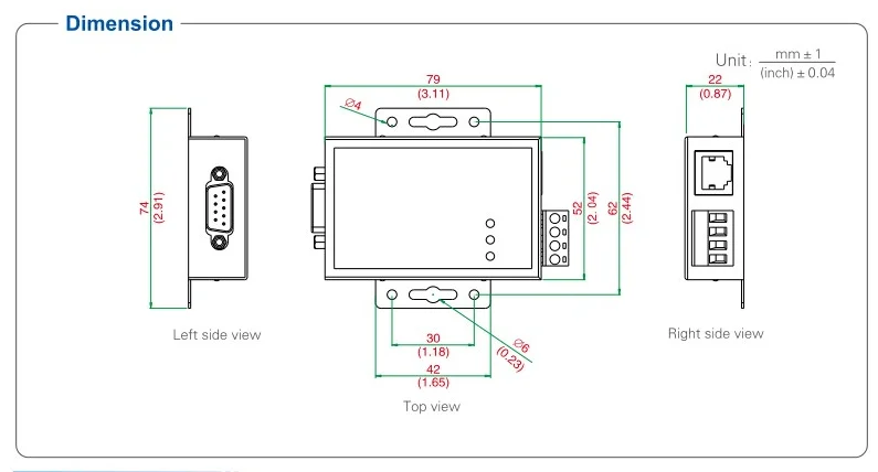 RS232 to RS485/422 Port-Powered Converter with Isolation Passive RS232 to RS485 Converter UOTEK UT-217E