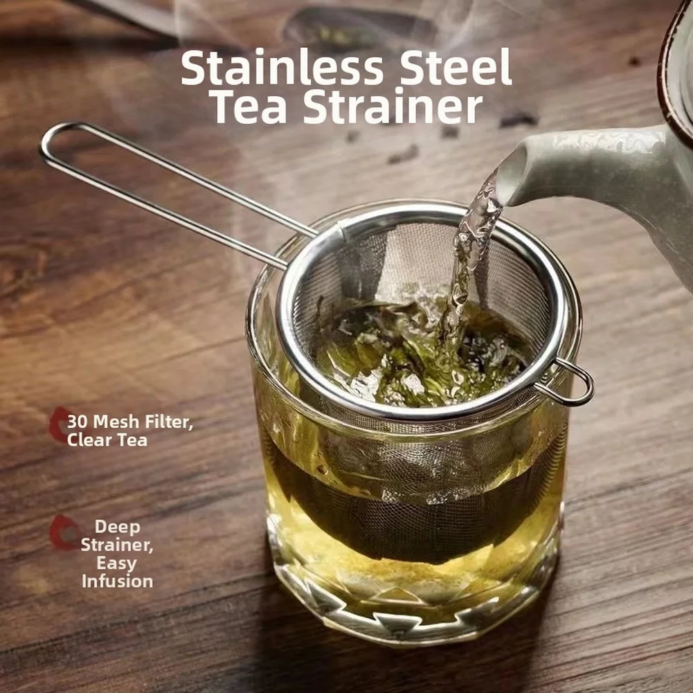 304 Stainless Steel Deep Mesh Tea Infuser Ball with Hanging Ear Hook and 30 Mesh Strainer for For loose Leaves