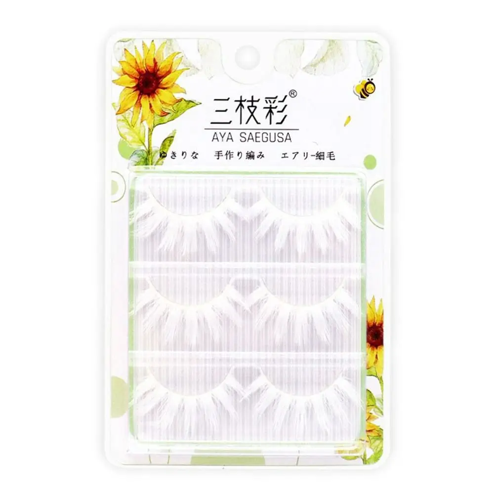 Eye Makeup Tools Halloween White Lashes Natural Look Reusable False Eyelashes Masquerade Party White Manga Lashes