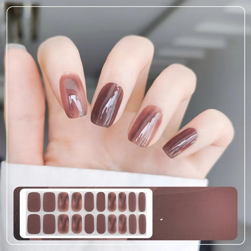 

20Tips Maltose Teenage Nail Art Stickers Gentle Long-lasting Waterproof UV Semi Cured Gel Nail Strips Christmas DIY Nail Wraps