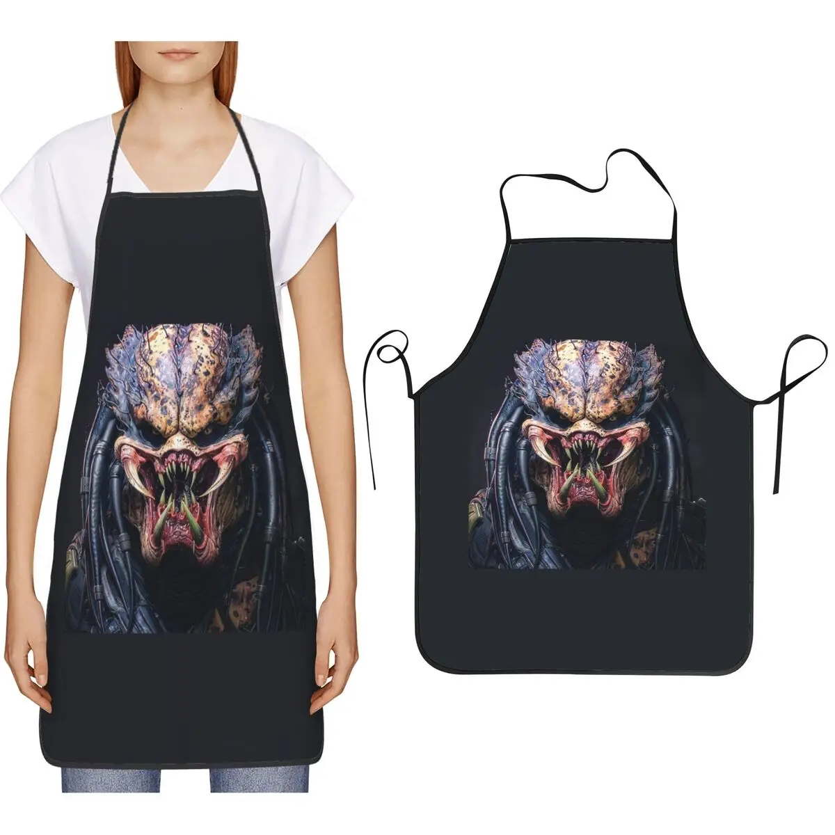 Predator Smile Horror Xenomorph Alien Monster Apron Chef Cooking Cuisine Tablier Bib Kitchen Cleaning Pinafore for Women Men