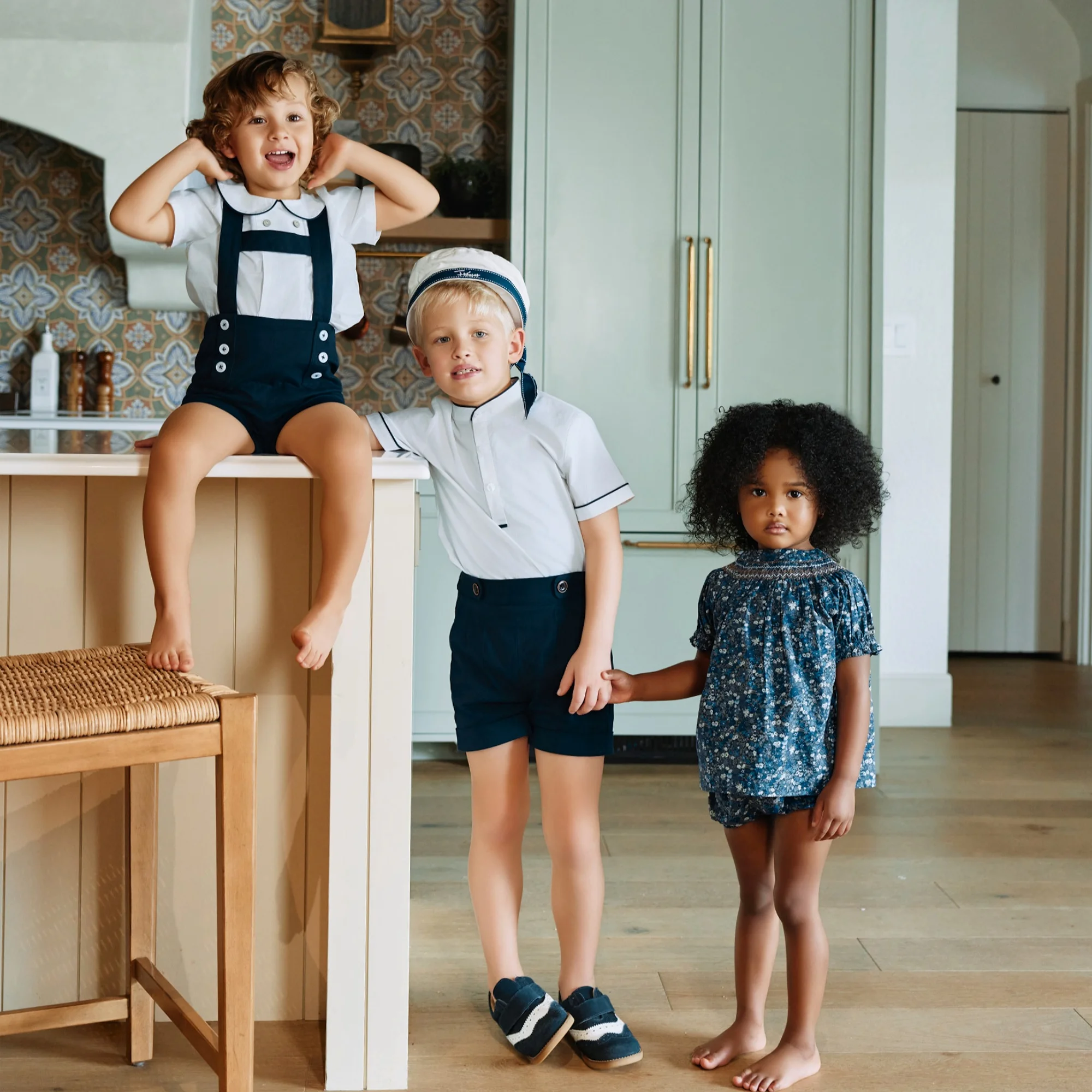 AS 2026SS Boutique Eden Collection Girls Floral Smocked Dresses Skirts Boys White Shirt Navy Shorts