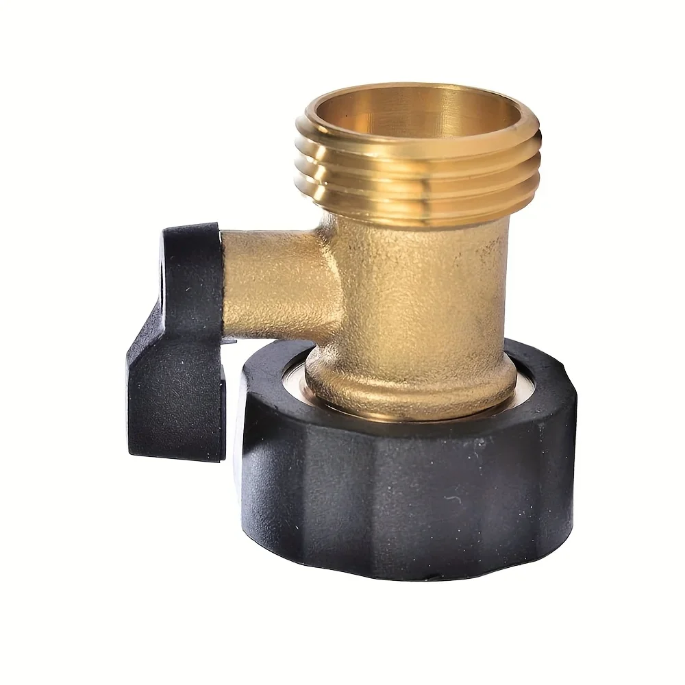 1pc Brass Garden Hose Shut-off Valve, One-way Flow Restrictor, Hose Connector