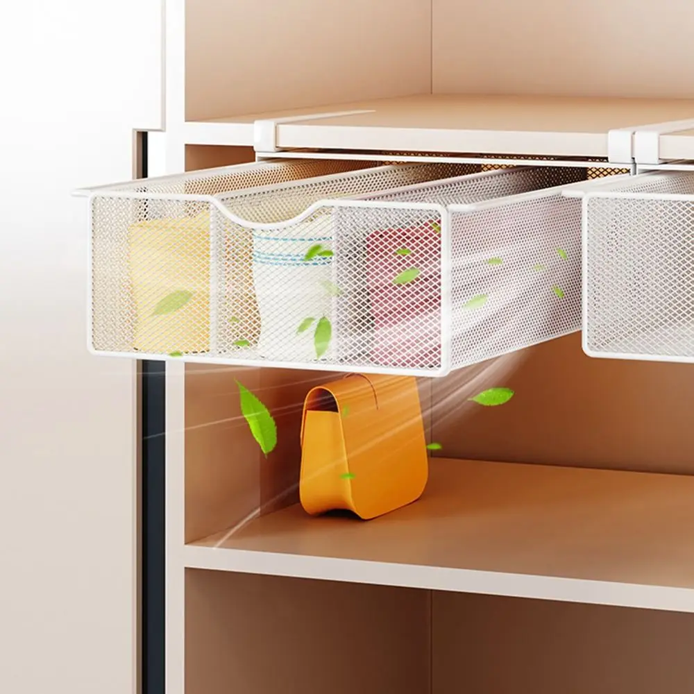 Pull-out Partition Cabinet Mesh Drawer Divided Breathable Underwear Storage Rack Easy Install Smooth Slide Closet Hanging Basket