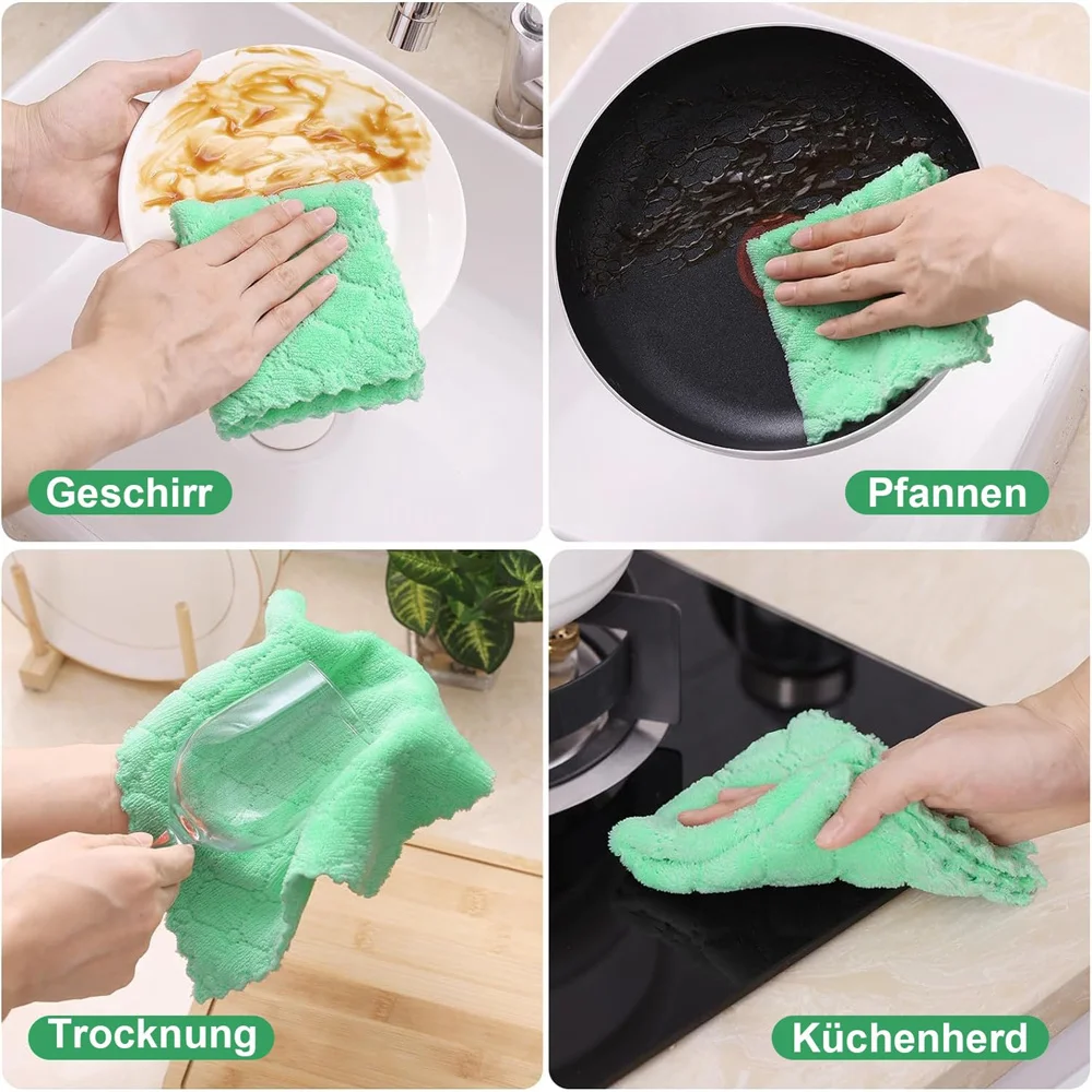 Homaxy Microfiber Kitchen Towel Absorbent Cleaning Cloths Washable Kitchen Cloths Non-stick Soft Dish Cloth Household Wash Towel