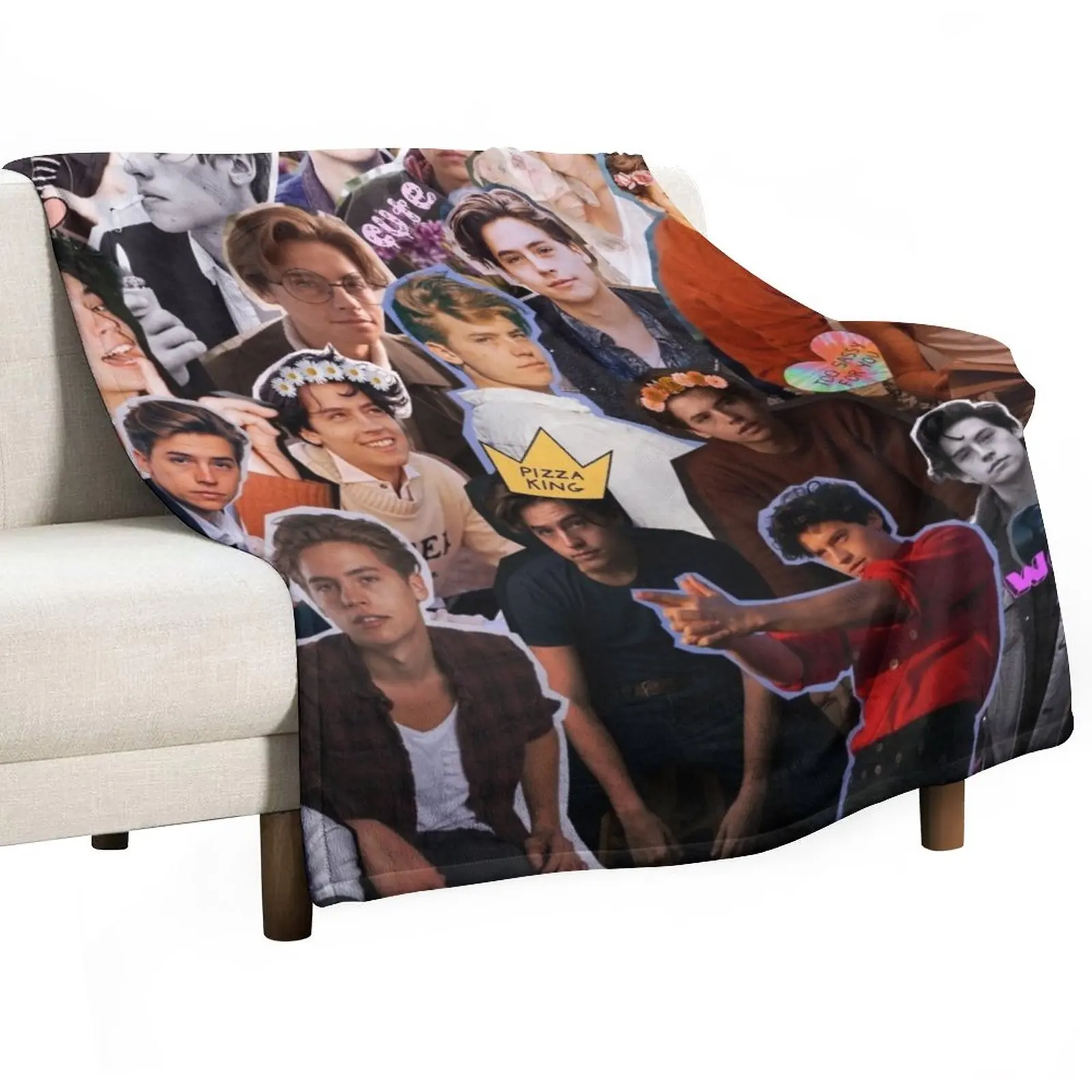 Cole Sprouse Collage Throw Blanket Cute Blanket Plaid Luxury Designer Blanket Furry Blankets Retro Blankets