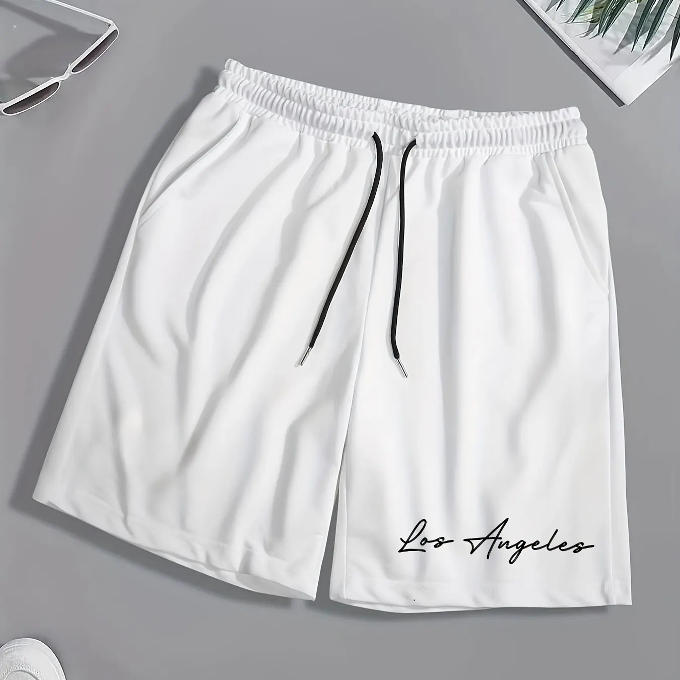 

Calções Masculinos Com Estampa Colorida, Letras, Cintura Com Cordão E Bolsos Moda De Rua Para O Verão