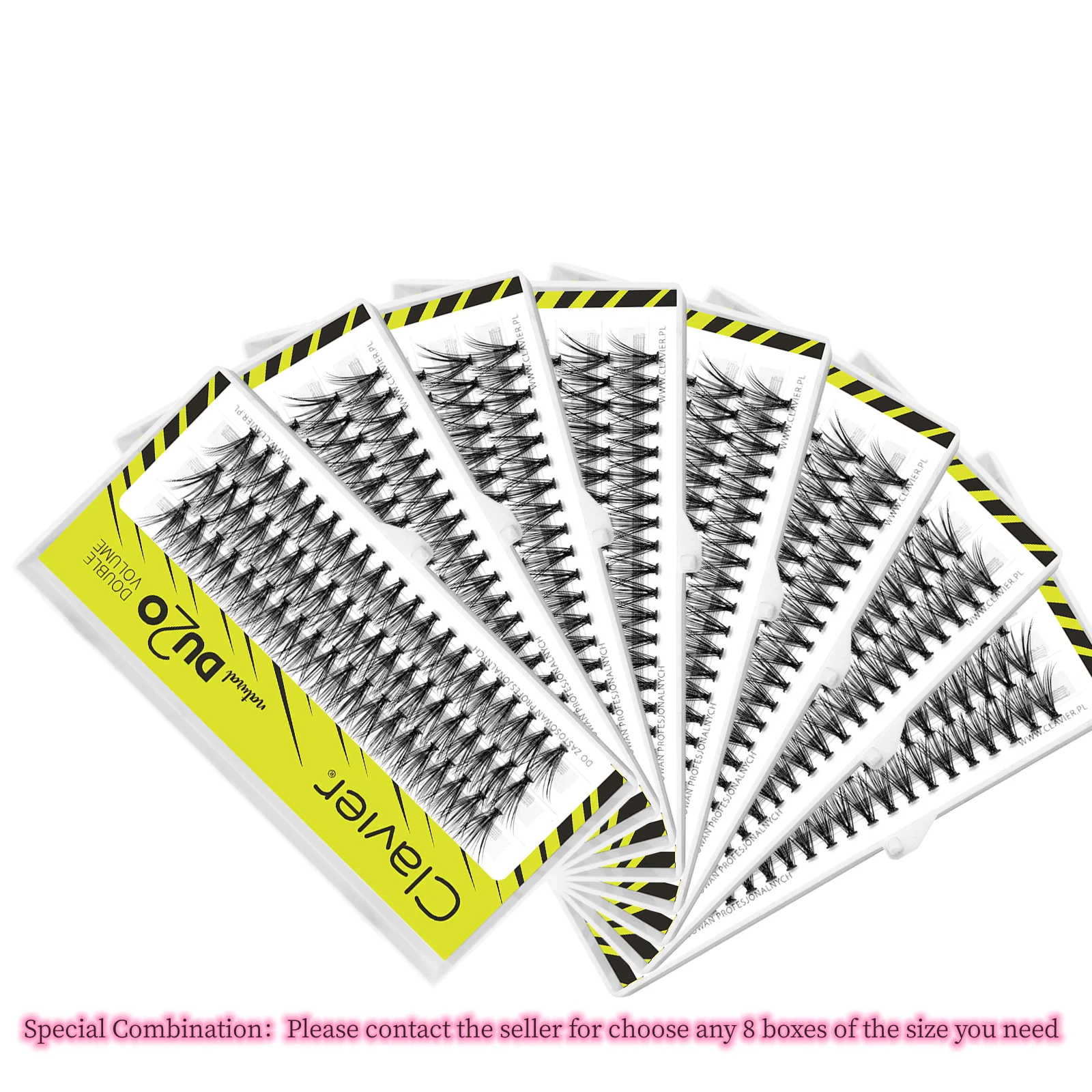 Clavier DU2O Classic 20D Cluster Eyelashes Super Natural Segment Lash Extensions Double Volume False Eyelashes 8 Boxes Per Set
