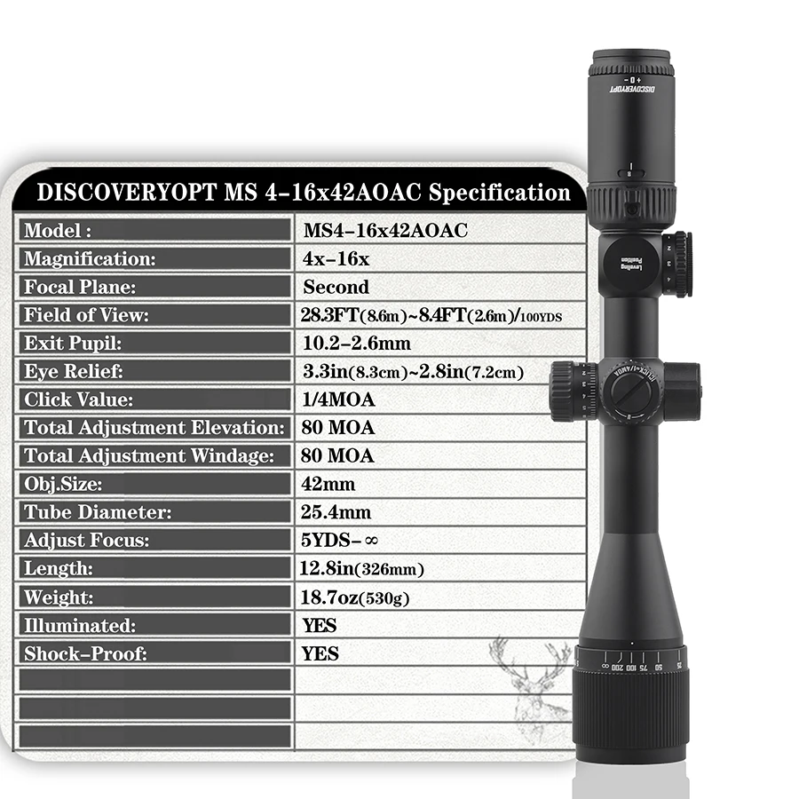 Imagem -03 - Discovery-spring Riflescope para a Caça Scope Shockproof Vermelho e Verde hd Iluminação Vidro Gravado Visão Retículo 416x42aoac