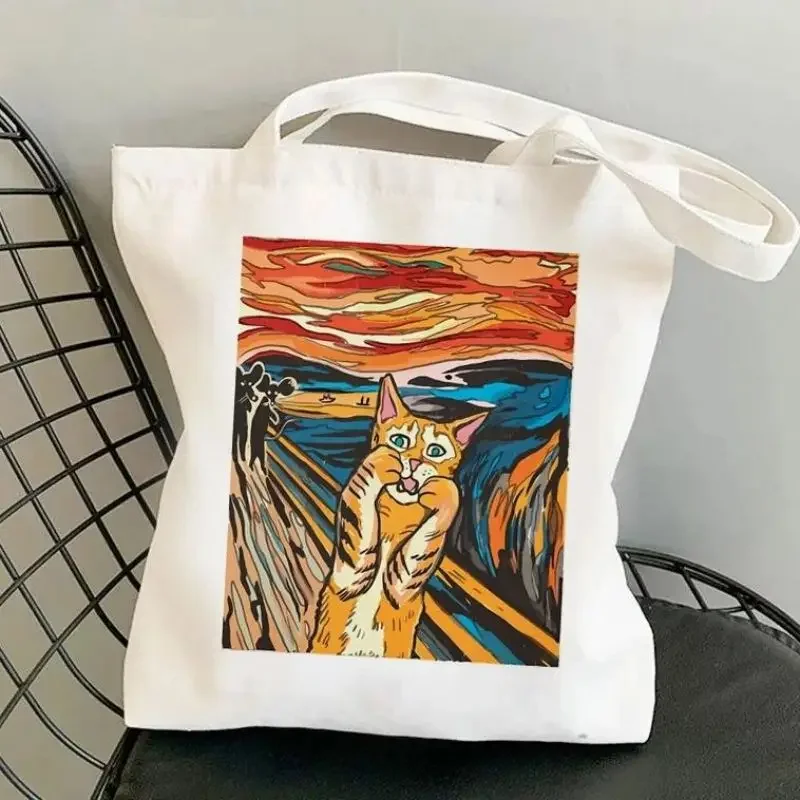 Donald Trump The Scream Shopping Bag Shoulder Bags Student Girls Cute Printed Office Casual Totes Female Large Capacity Handbags