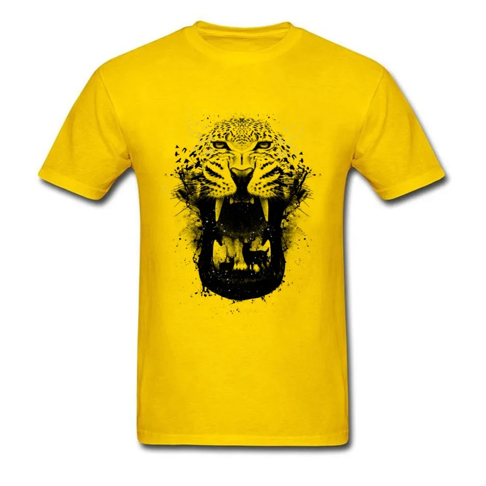 Hunter Season 2024 3D Panther Printed Men T-shirt Leopard Painting 80s Yellow T Shirt Summer Vibrant Color Hip Hop Clothes