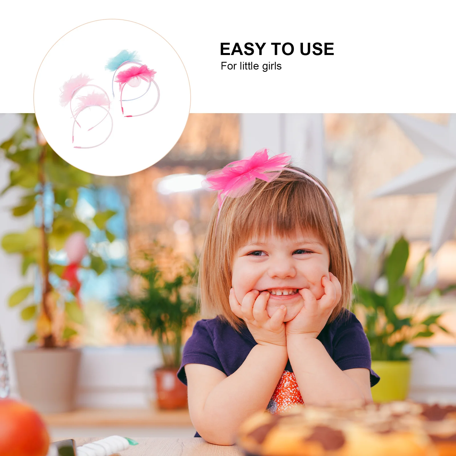 

4Pcs Adorable Lace Flower Headbands Suitable for Kids Birthday Baby Shower Family Gatherings Performance Hair Decor