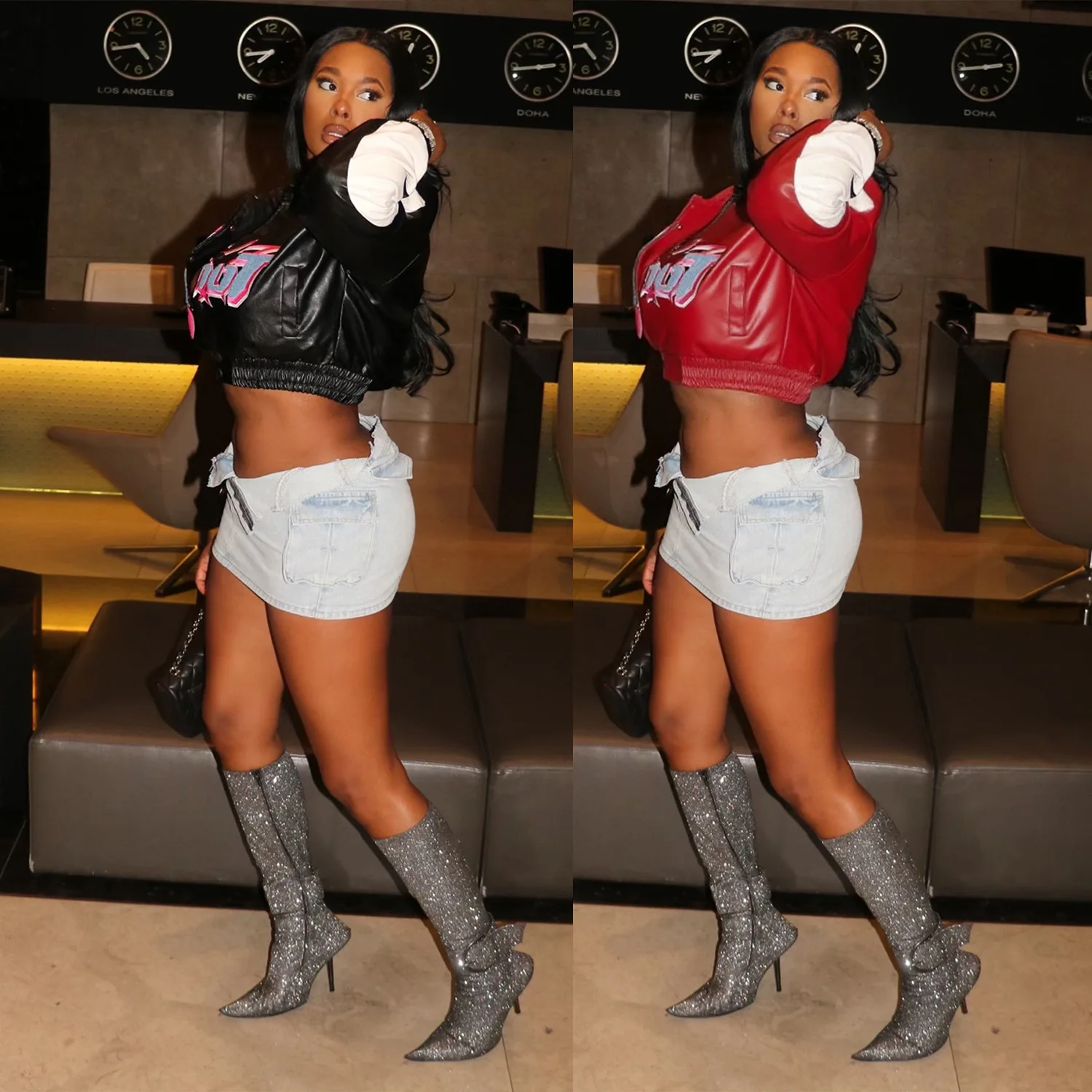 Winter Leather PU Jackets Women Crop Varsity Baseball Coats Y2K Streetwear 2025 Fall Letter Print Cyber Racer Jackets Coats