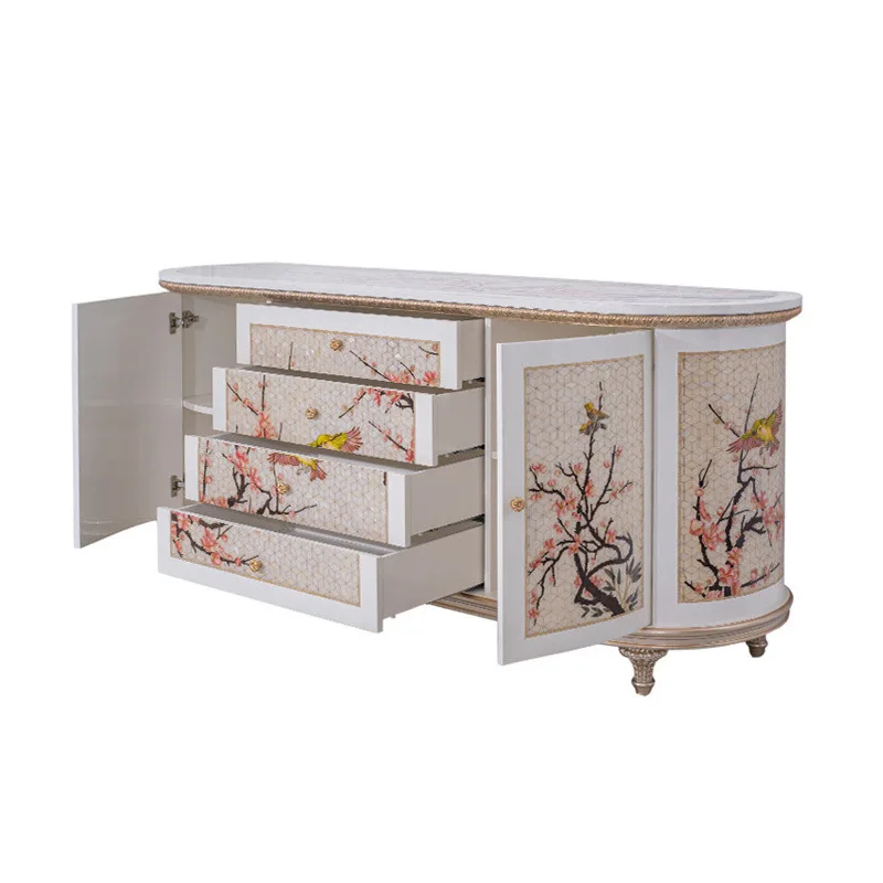 European mahogany carved porch cabinet bedroom princess makeup table cabinet stool combination French villa furniture