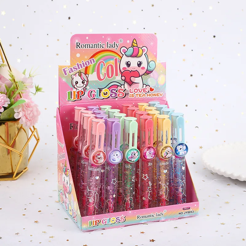 

24Pcs Unicorn Lip Gloss Set 6 Colors Watery Lip Glow Oil Moisturizing Lip Oil Lips Cosmestic