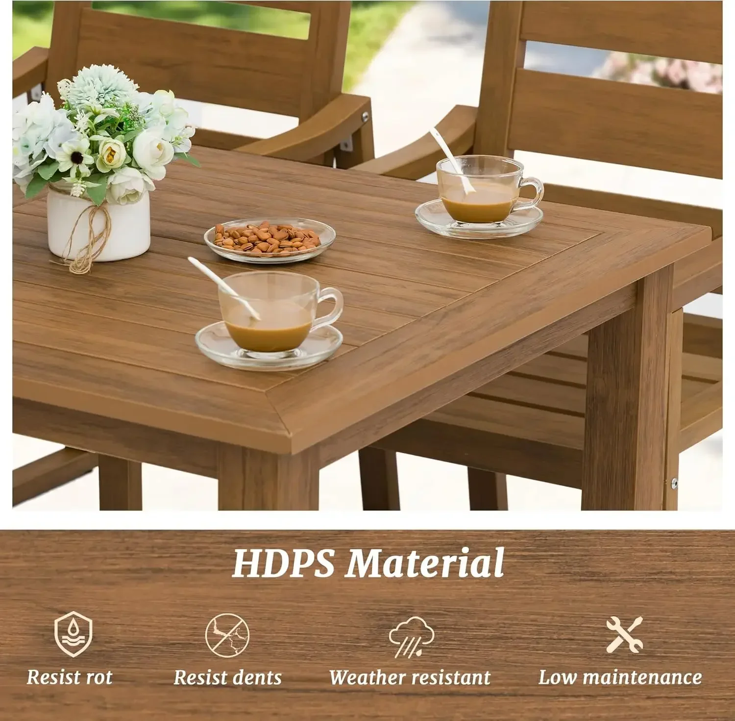 Juego de 2 sillas de comedor para exteriores HDPS, 350 libras, sillas de comedor para patio con reposabrazos, sillas de cocina para exteriores para todo tipo de clima