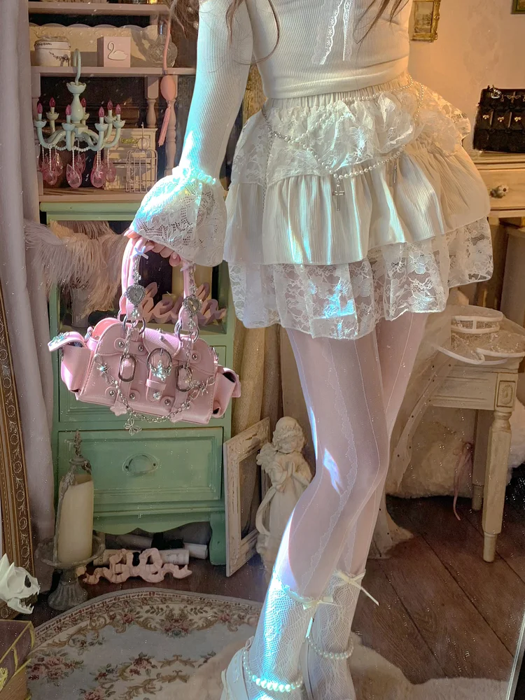 

Pinkyo оригинальная металлическая цепочка Love Angel с бантом, сумка-подушка, японская Лолита, милая ручная маленькая квадратная сумка в стиле ретро