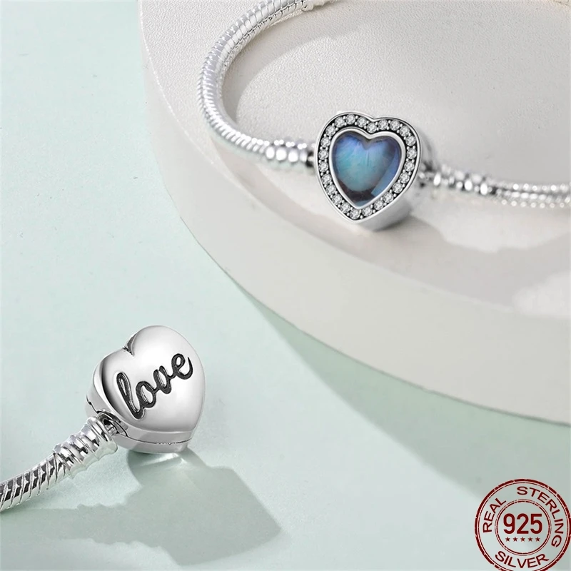 925 Sterling Silver Blue Beaded Rose Bow Bracelet Women\'s Original Bracelet Bracelet Diy Jewelry Gift Anniversary