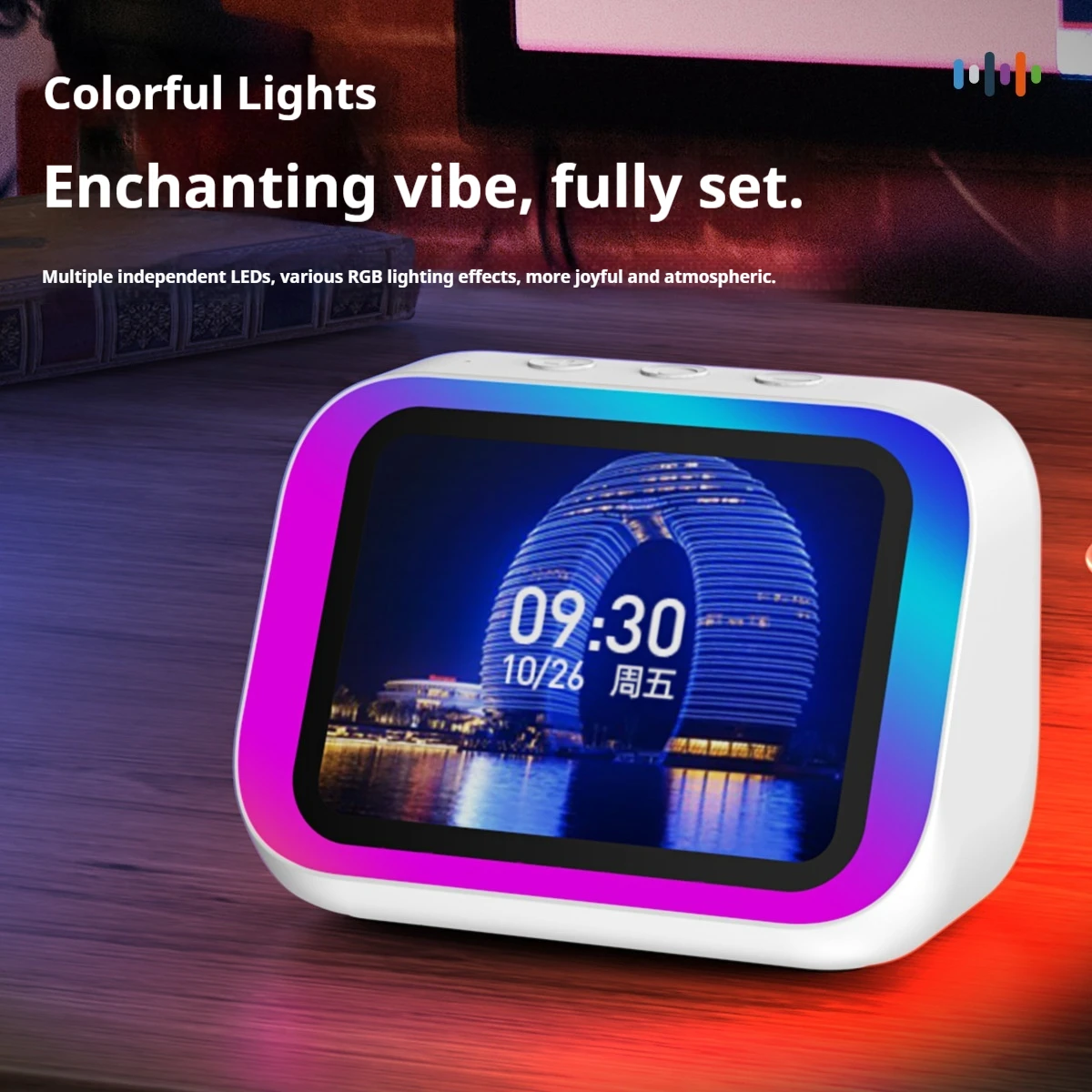 TF26pro Ai Smart Mini Bluetooth Speaker Lcd Display Rgb Light Hifi Sound Quality Ai Voice Assistant Smart Clock For Home Desk