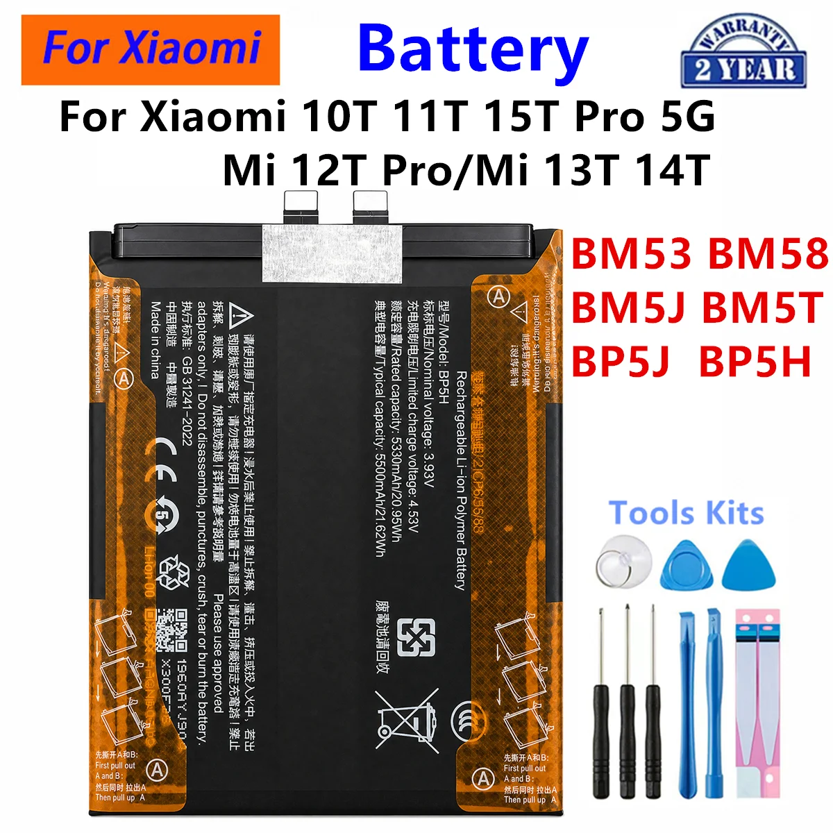 Nagelneue BM53 BM58 BM5J BM5T BP5J BP5H Batterien für Xiaomi 10T/Mi 11T 12T 13T 14T 15T Pro 5G Telefon Ersatzbatterien
