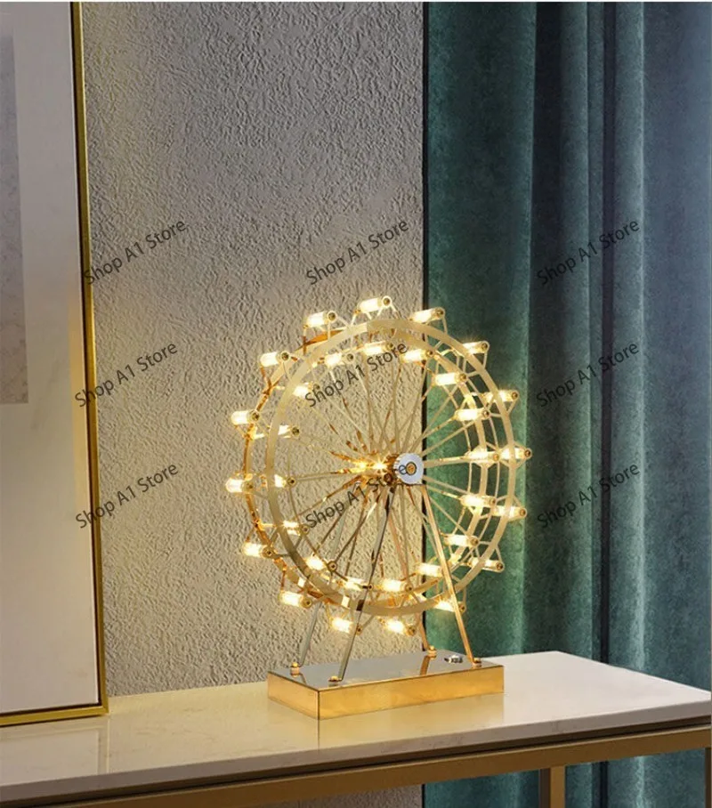 Desk lamp light luxury 2021 new Bluetooth fashion boys bedroom ins girl master bedroom bedside table Ferris wheel