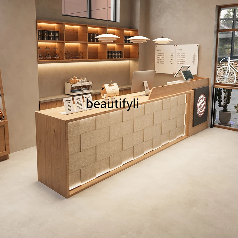 High-End Custom Bar Cabinet Cashier Catering Clothing Store Milk Tea and Coffee Hotel Reception Table Reception Company