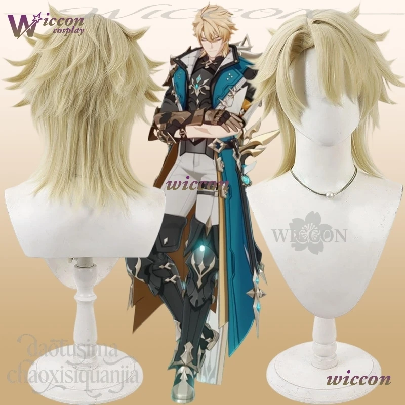 

Varka Handsome Beige Fashion Wigs Cool Synthetic Hair Halloween Christmas Party Roleplay Cos Anime Game Genshin Impact Cosplay