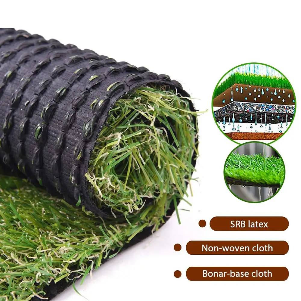 Thick Realistic Artificial Grass Mat Customized Sizes, 7ft x 15ft Synthetic Fake Astro Turf Indoor Outdoor Garden, Customized