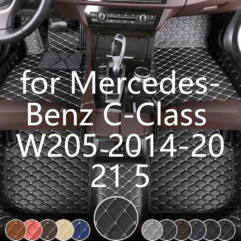 Maßgefertigte 3D-TPE-Autofußmatten für Mercedes-Benz C-Klasse W205 2014-2021 5-Sitzer, Allwetter, wasserdicht, rutschfest, verschleißfest, leicht zu reinigen, Komplettset, Auto-Fußmatten, Zubehör zum
