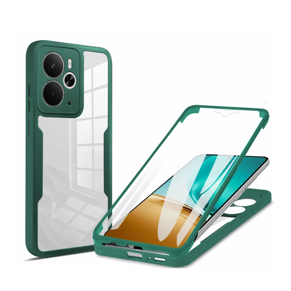 Case For Realme C75 C71 C85 14T 8 9 15 14 Pro Plus 5G 6 c30 c33 Note 70 Bult-in Screen Protector Full body 360 Degree Cover
