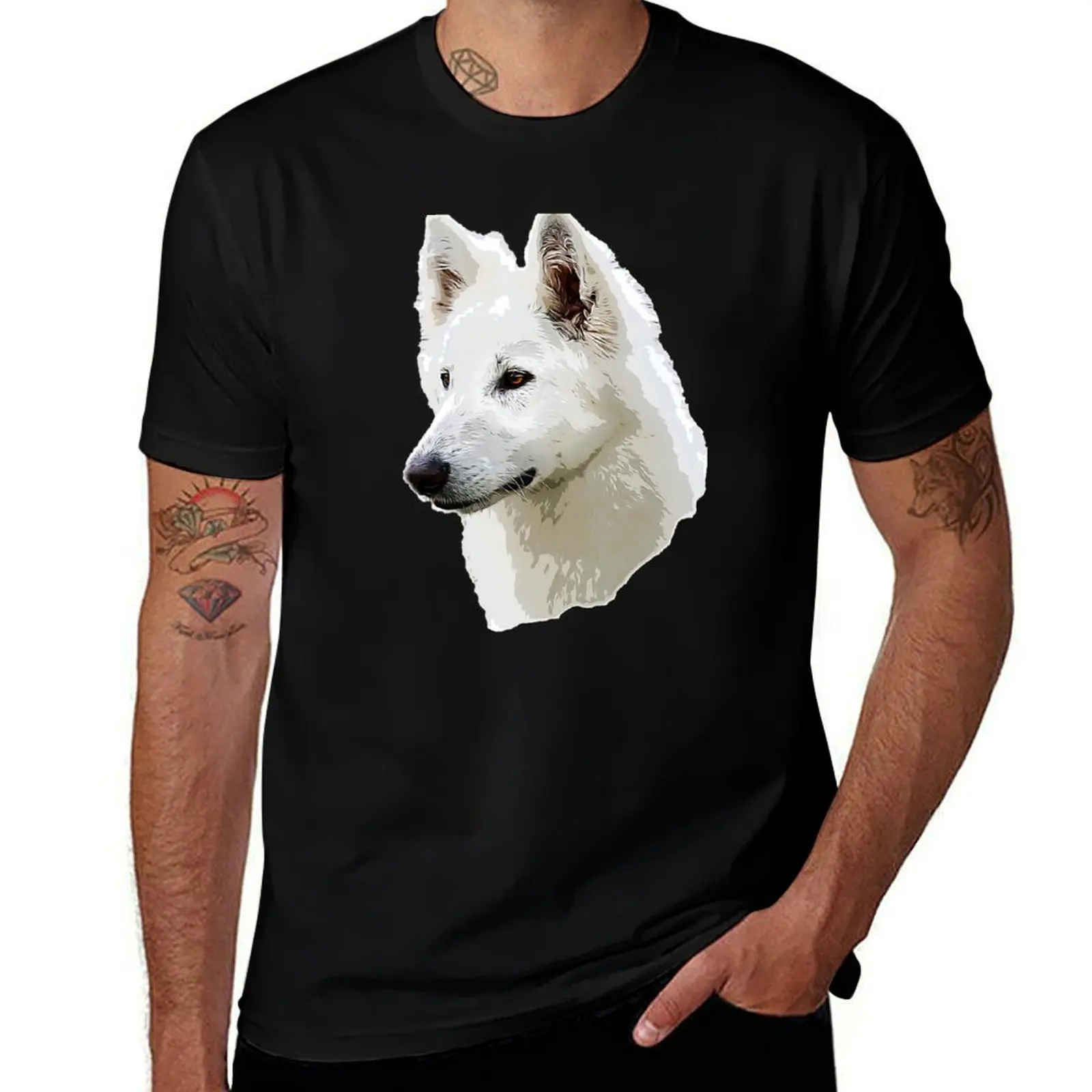 White Swiss Shepherd Stunning White Dog T-Shirt Sports Basic Short Sleeve T-Shirt