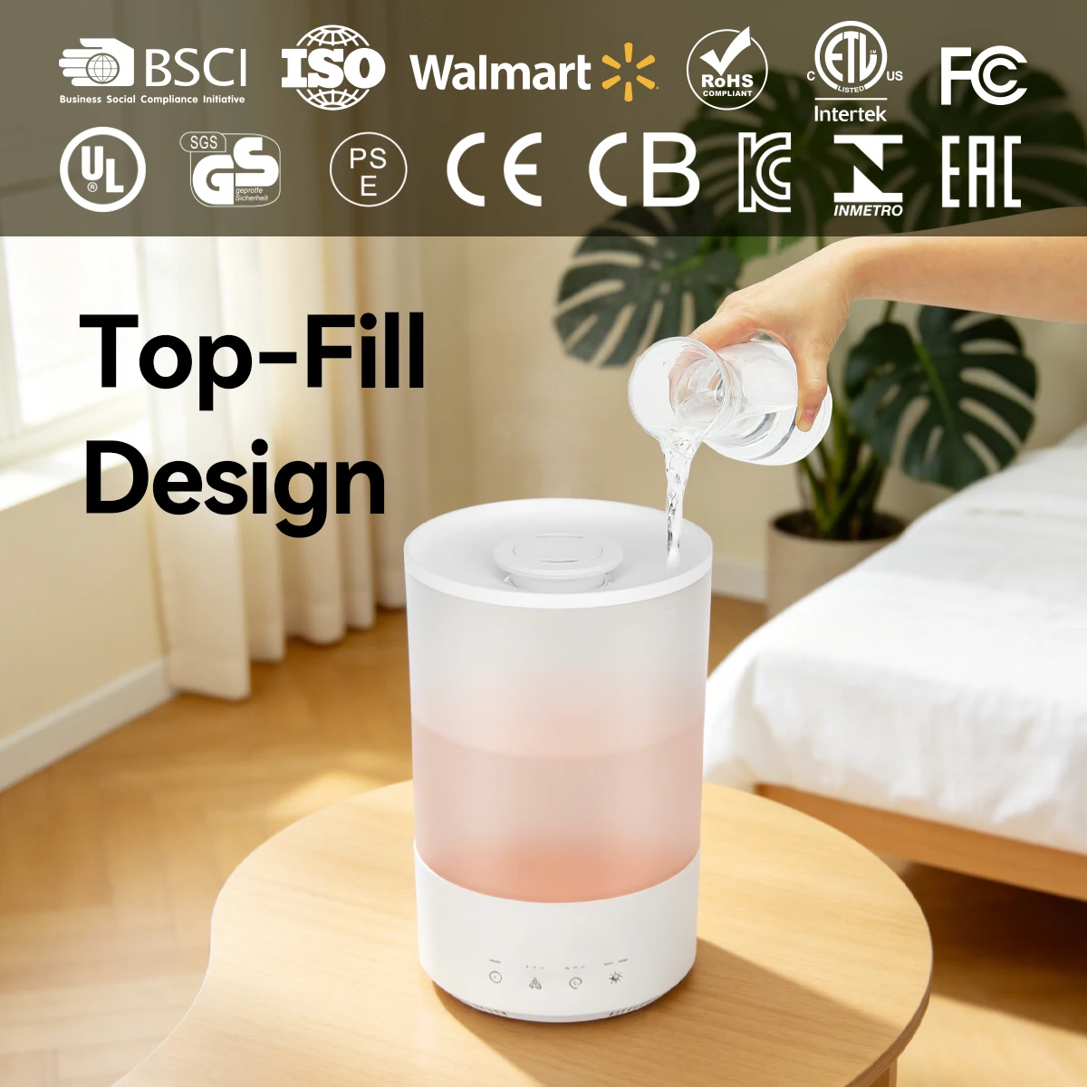 Portable 5L Aroma Diffuser LED Night Light Visible Water Tank Ultrasonic Air Humidifier US Plug Mini