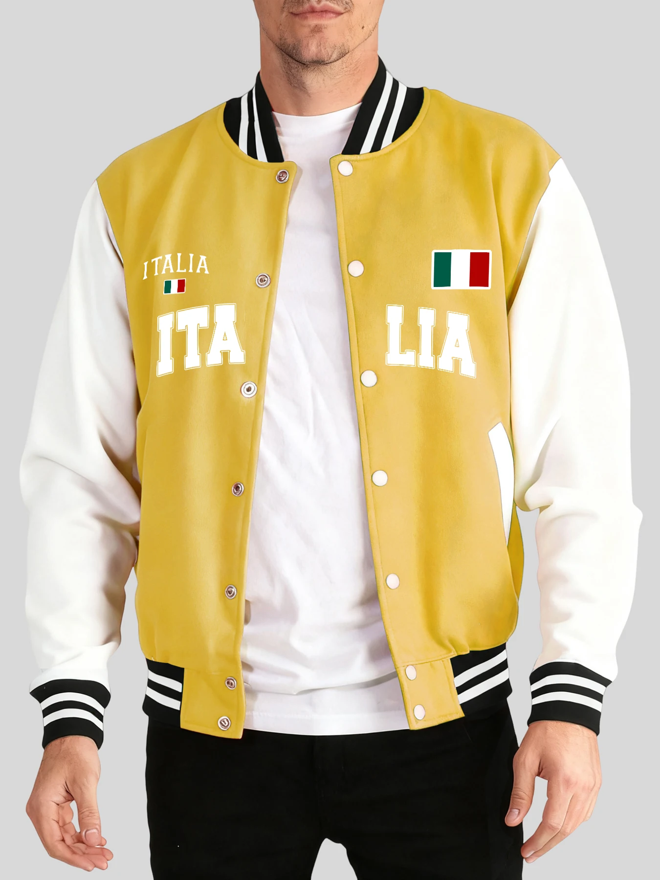 

Куртка с буквенным и флагом Италии, унисекс, уличная модная спортивная одежда, классическая бейсбольная форма с карманами, осенняя свободная мужская одежда для мужчин