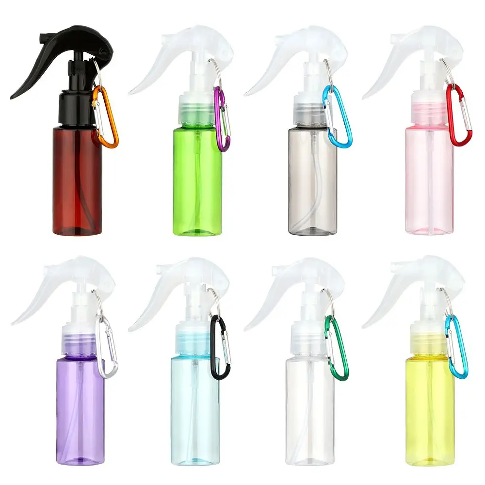 60ml Kunststoff-Parfüm zerstäuber mit Karabiner haken Make-up-Werkzeug Unter abfüllung Trigger Sprüh flaschen Lotion proben leerer Behälter