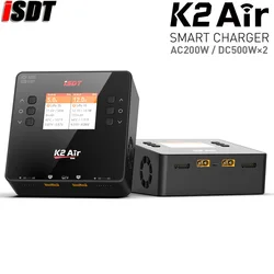 ISDT K2 Air AC 200W DC 500 wx2 20A podwójny kanał wyładowanie ładowarka Lipo do Model Rc baterii Lipo NiMh Pb/smartfona