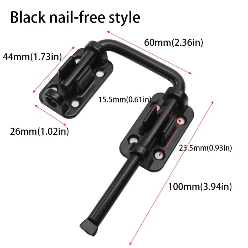 Serratura per porta senza trapano Serratura per cancello con bullone scorrevole ad angolo retto addensato Dimensioni compatte Fibbia antifurto in acciaio inossidabile da cucina