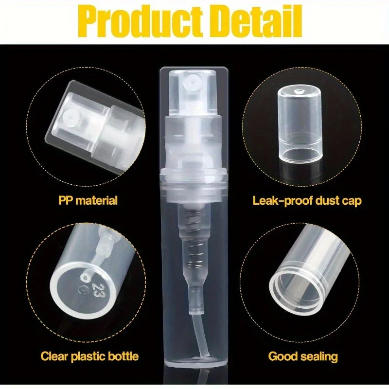 150 Stück 2ml Mini-Sprühflaschen, Leere Parfüm-Zerstäuber, Nachfüllbare Tragbare Probenfläschchen für Flüssig-Make-up, Reisezubehör – Detail 4