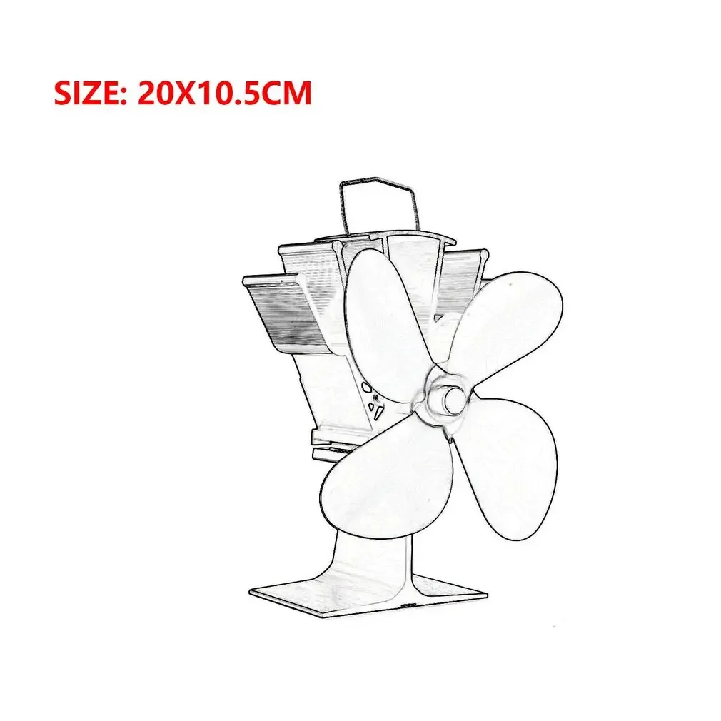 Wood Stove Fan Heat Powered Eco Friendly Four-leaf Fan