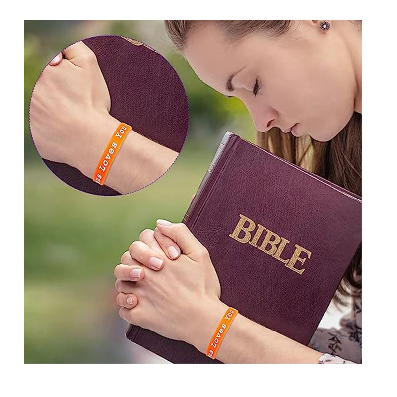 10 Pieces Colorful Jesus Silicone Bracelets Christian Jesus Loves Me Rubber Bracelet Inspirational Jesus Silicone Band Man Women