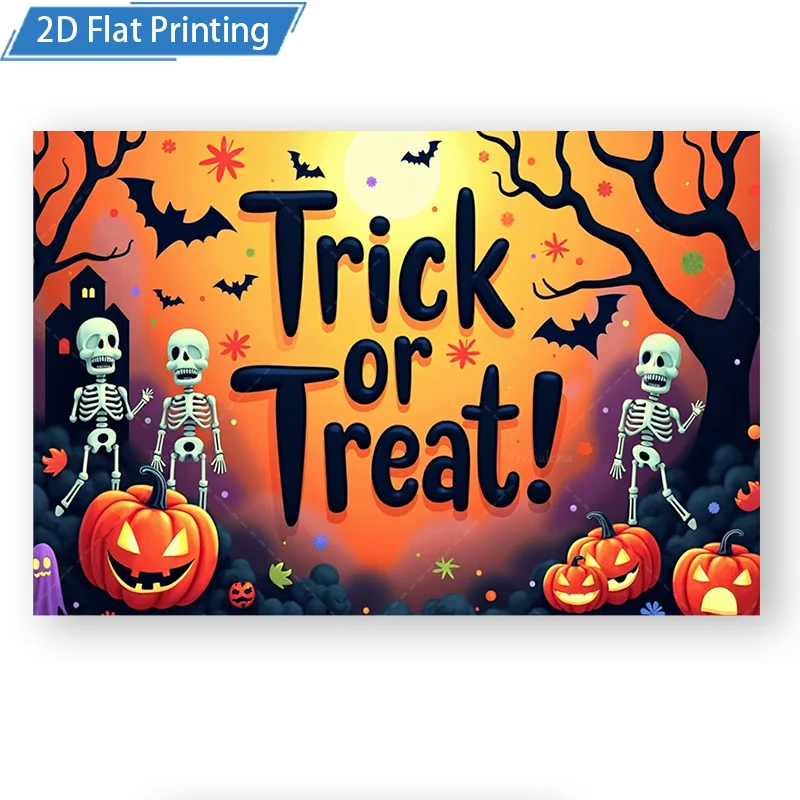 1 szt. Gobelin Ścienny Halloween Cukierek albo psikus Szkielety Dynie Druk 2D Płaski Gobelin Dekoracja Ścienna