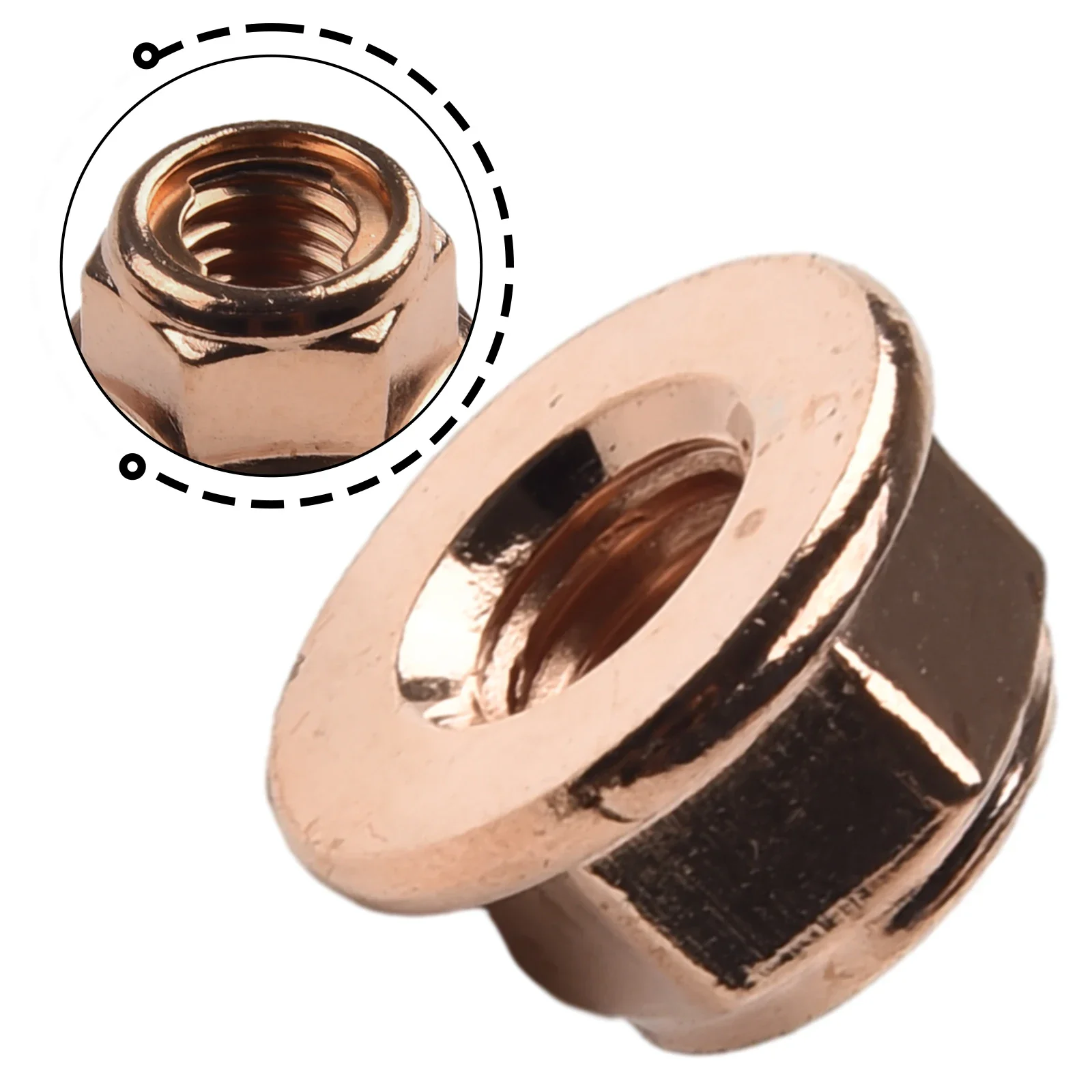 50x M8 Copper-plated Flashed Exhaust Nuts SW 13 Manifold Stud Hex Nut 8mm Turbocharger Nut Car Fasteners Accessories