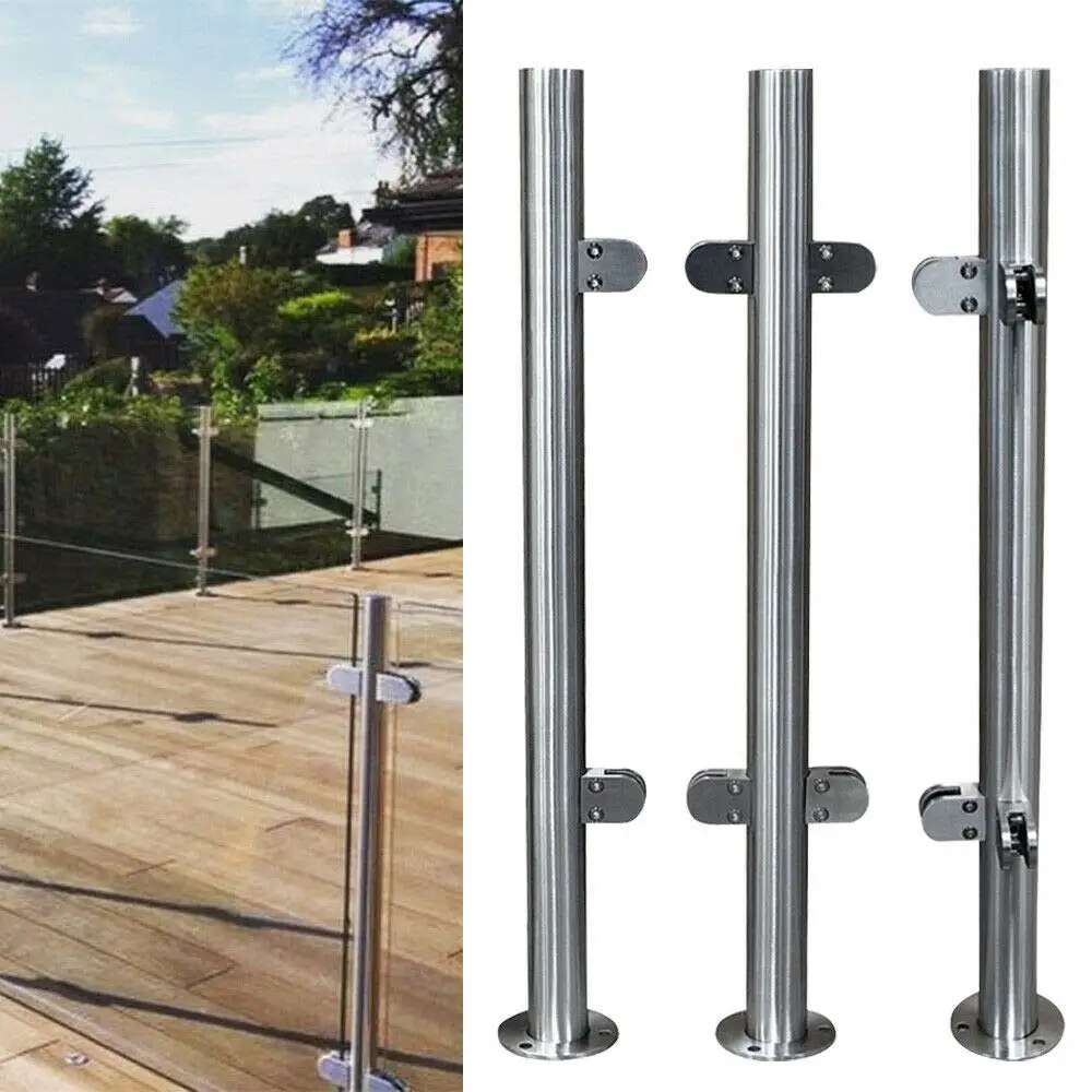Glass Railing Post, Stairs Pool Fence Post Balustrade Railing Post Stainless Steel Glass Clip for Balustrade Balcony Deck Stairs