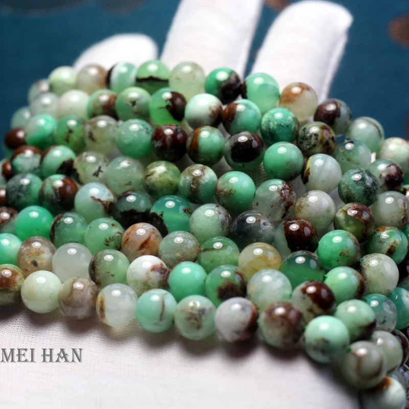 Meihan Natural 8 mm Australia Chrysoprase Smooth Round Strand Loose Beads Stone For Jewelry Making Design Gift