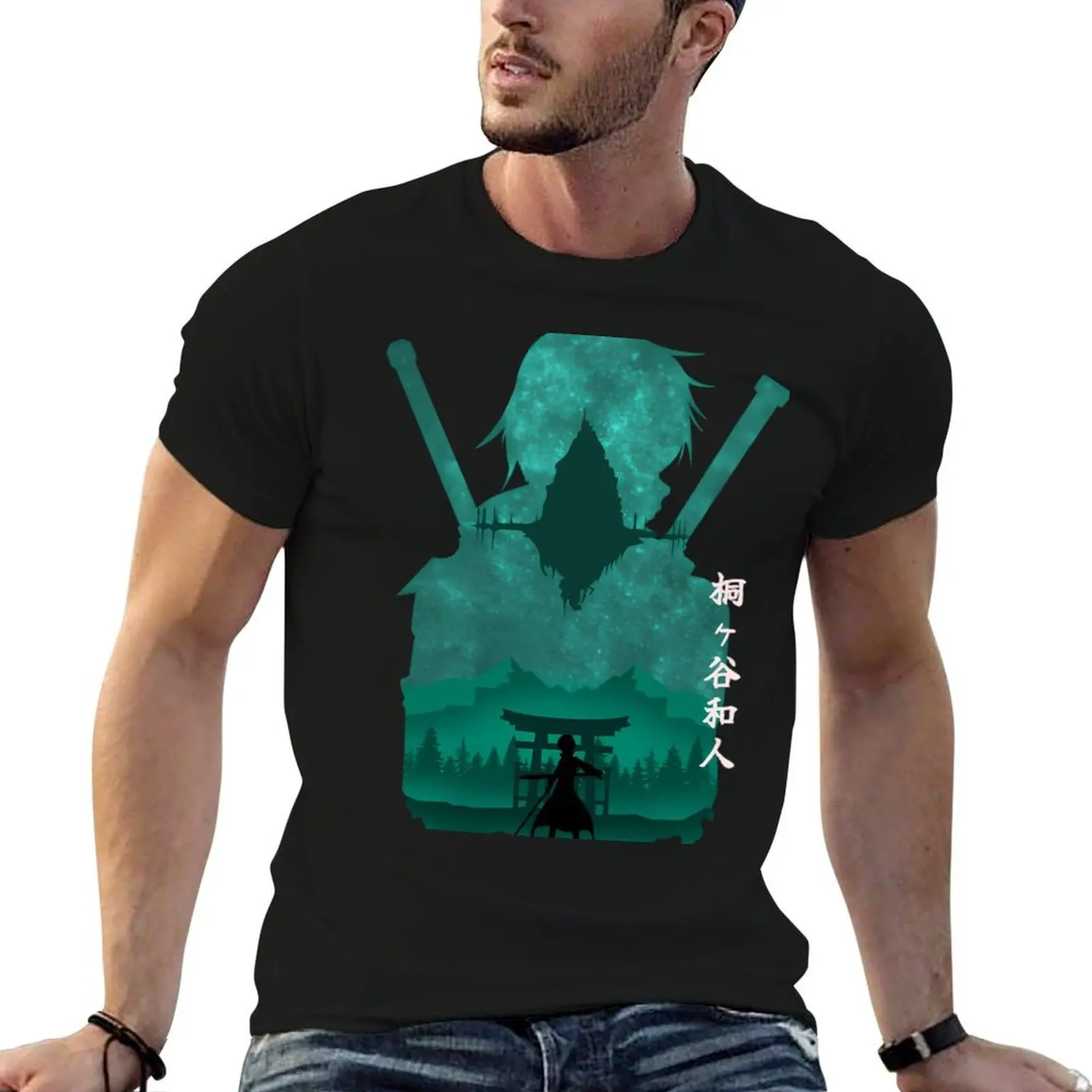 

Anime Space Kirito Sword T-Shirt man t shirt designer t shirts for man slim fit T-Shirt