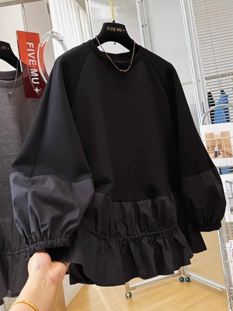 

Женская толстовка большого размера с длинным рукавом, свободного кроя, с круглым вырезом, повседневная, удобная, весенняя, новый стиль, дышащая, приятная к телу