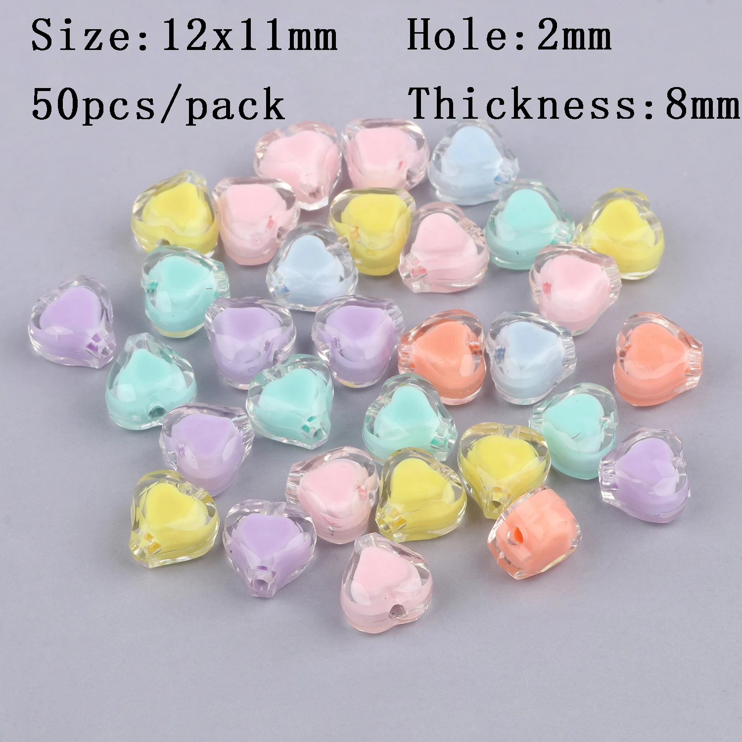 50pcs Fashion Acrylic Loose Spacer Beads Lovely Star Candy Heart Beads For Cute Baby Jewelry Making Diy Handmade Accessories