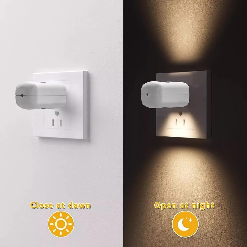 Auto Light Sensor LED Night Light Energy Efficient Eye-Friendly Soft Glow Plug-In Wall Lamp Easy Plug-In Installation ABS