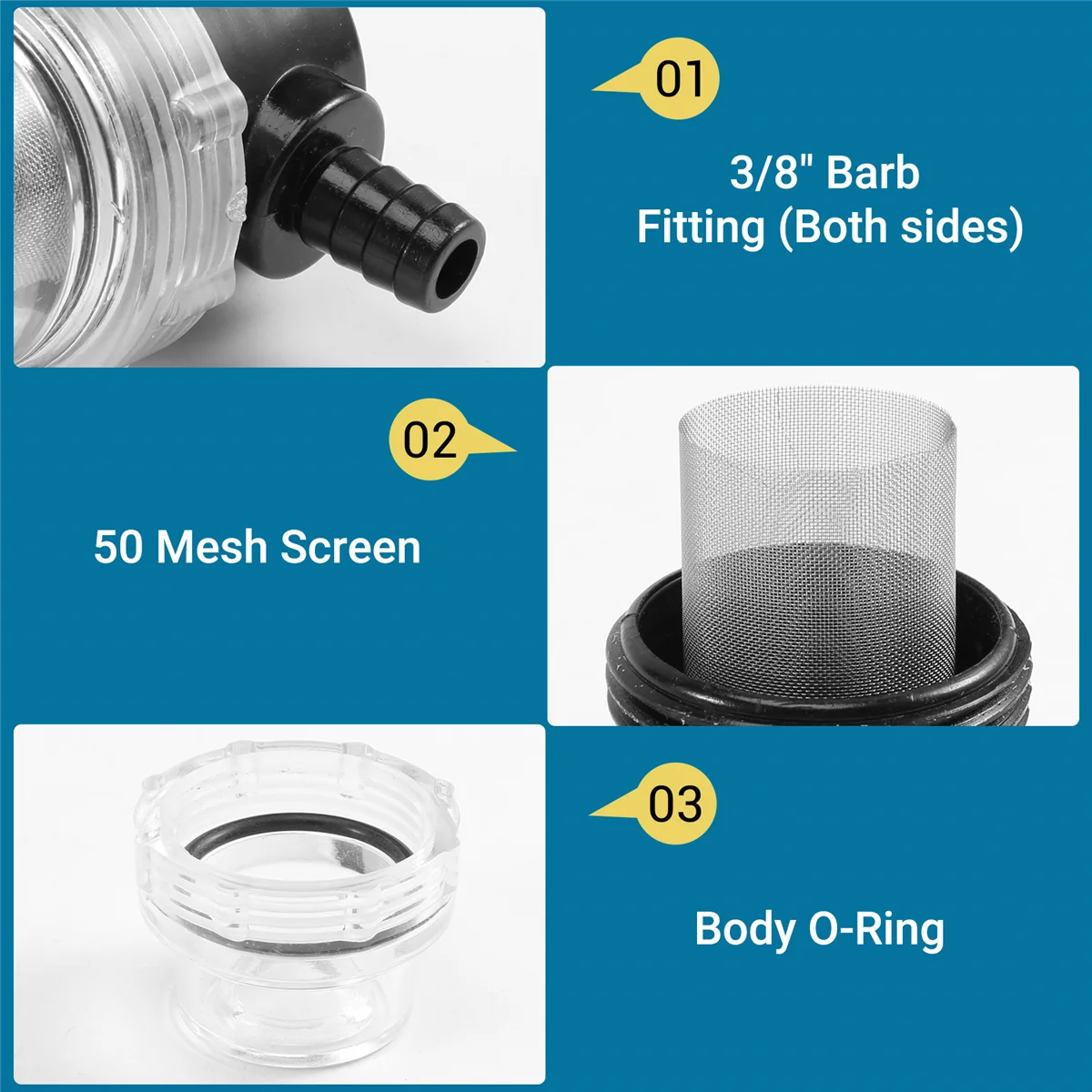 Фильтр водяного насоса, 3/8-дюймовый шланговый фильтр, поворотный фильтр-распылитель для водяного насоса, 12 В постоянного тока, 80 фунтов на квадратный дюйм, кемпер